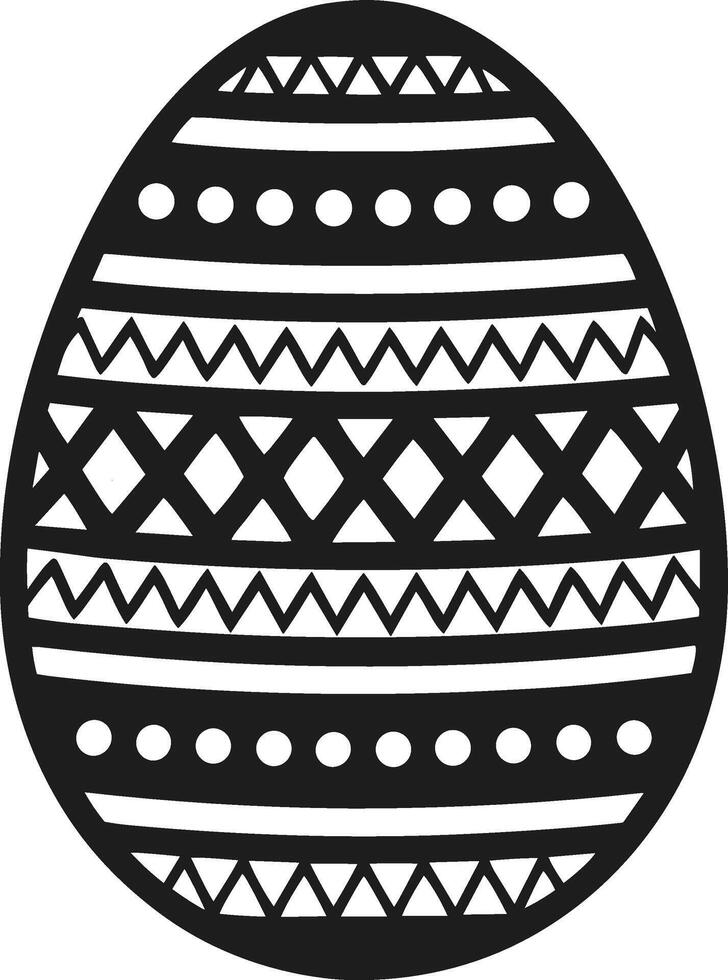 Ornate Easter Egg with Intricate Geometric Patterns - Black Illustration vector