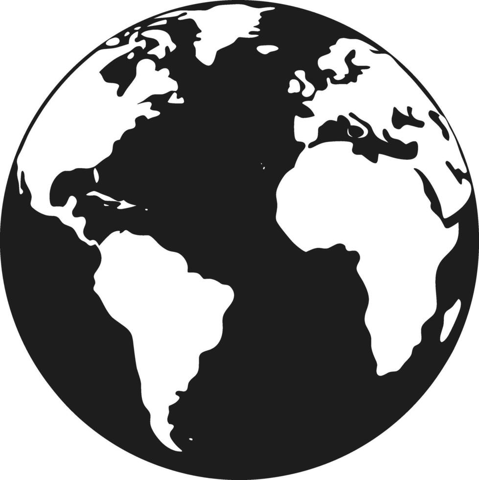 Earth Globe Silhouette - Simple World Map Illustration vector
