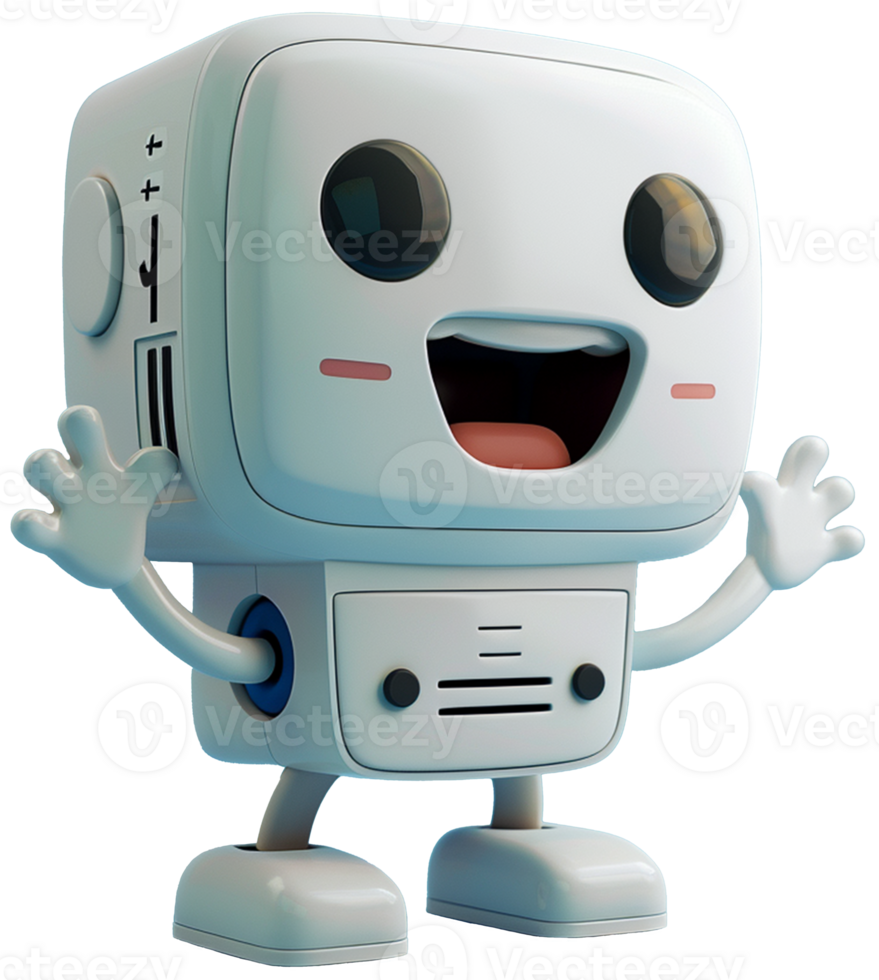 A white robot with its arms outstretched png