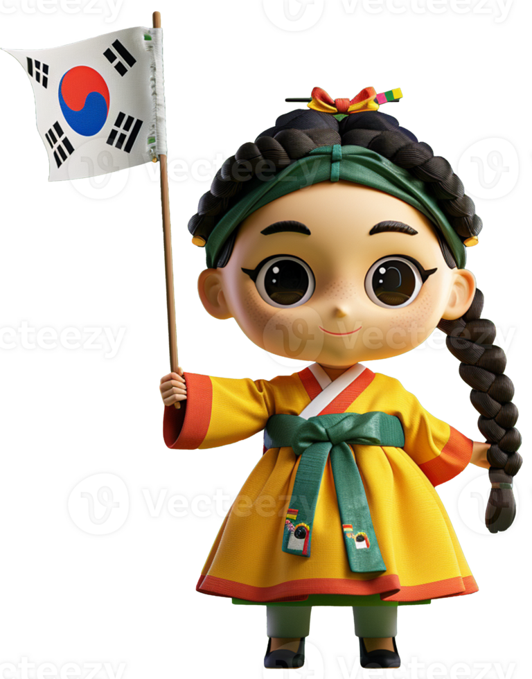 A doll with a korean flag png