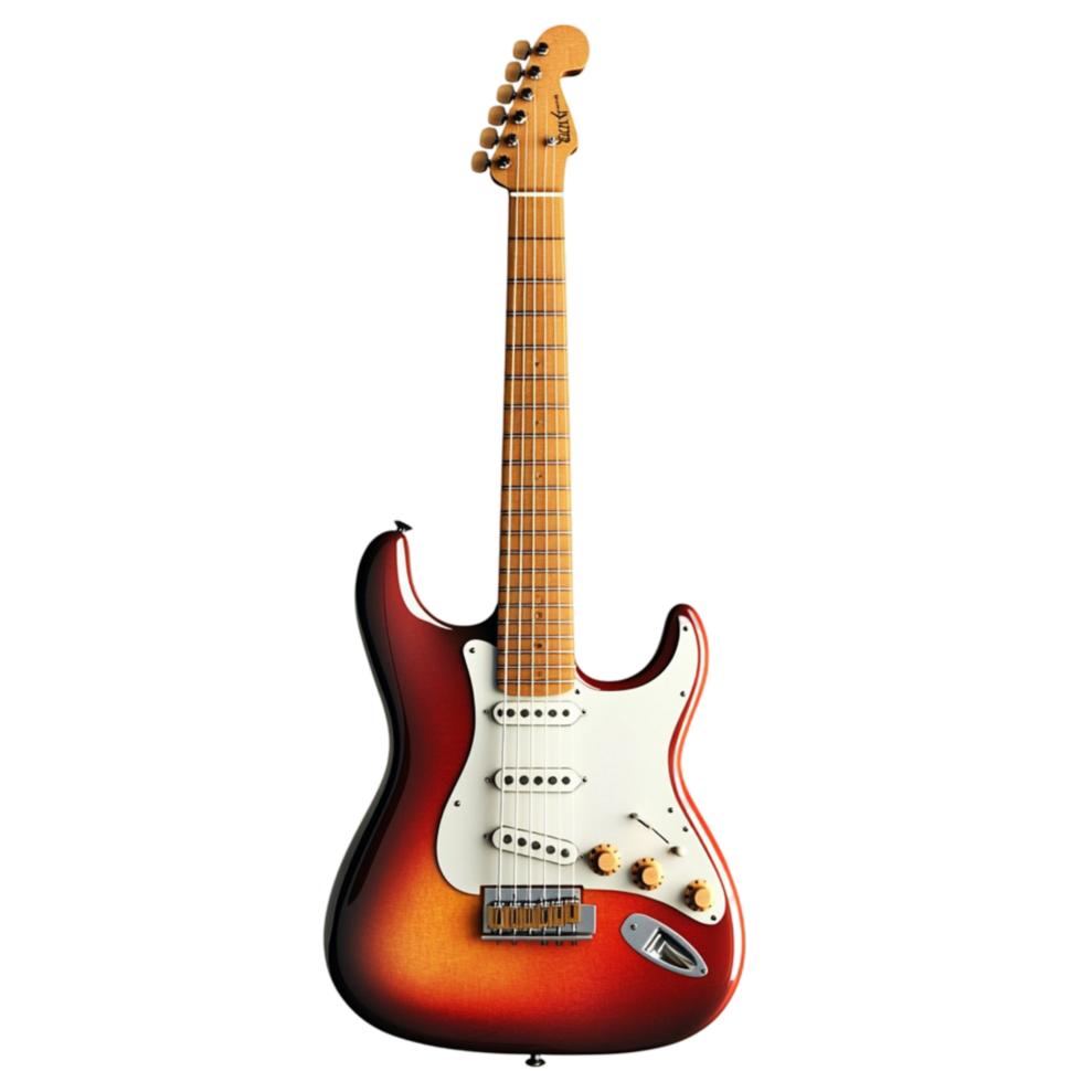 Red and White Electric Guitar on Transparent Background png
