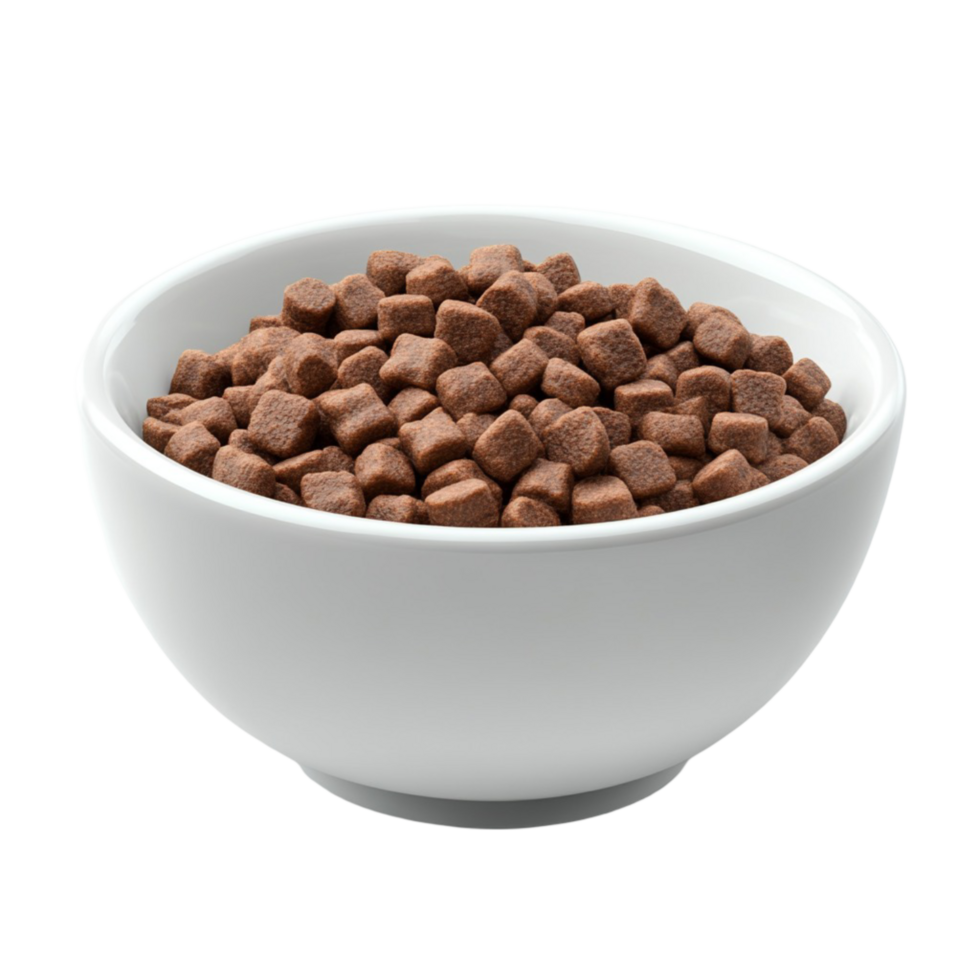 Bowl of Dry Pet Food on Transparent Background png