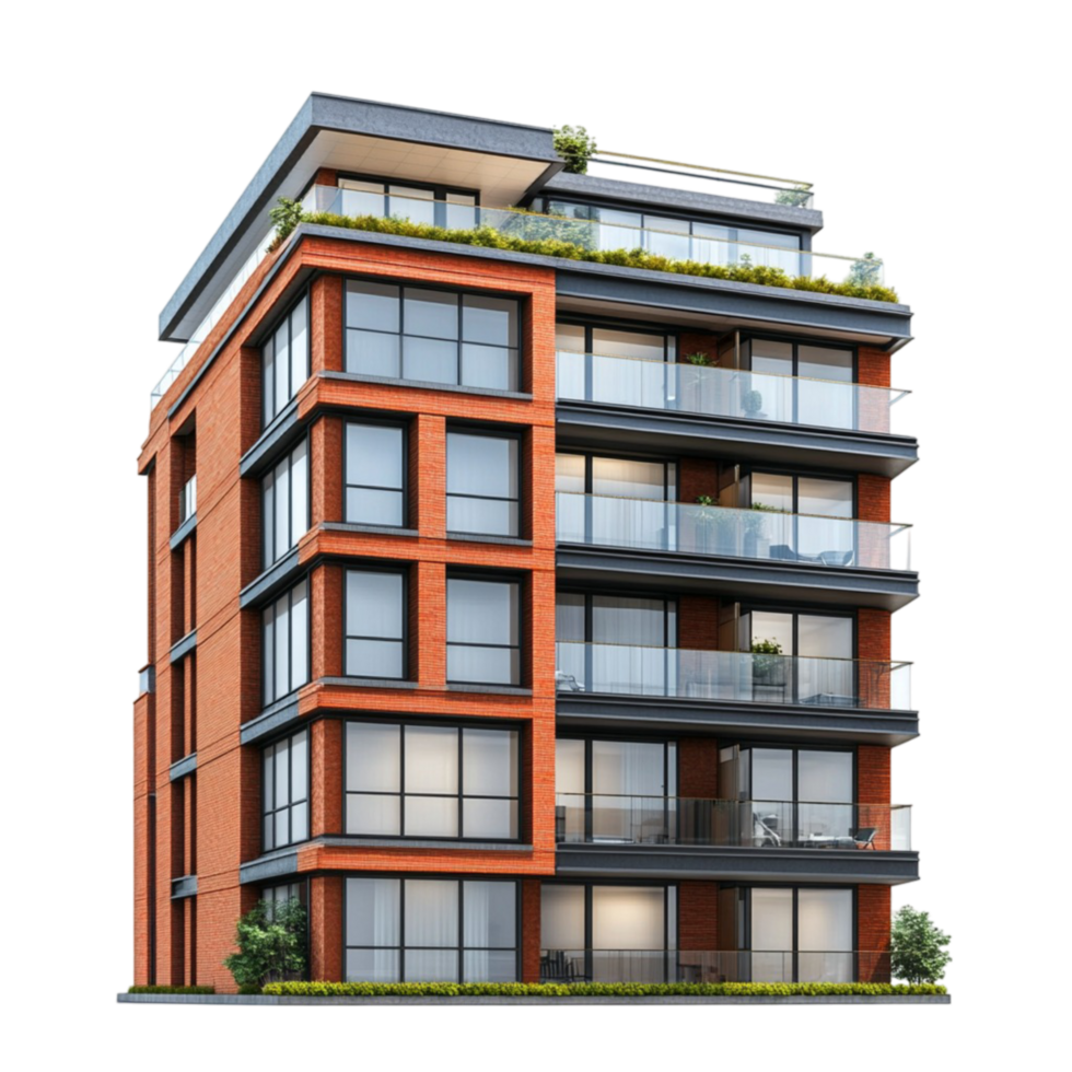 Apartment Building on Transparent Background png