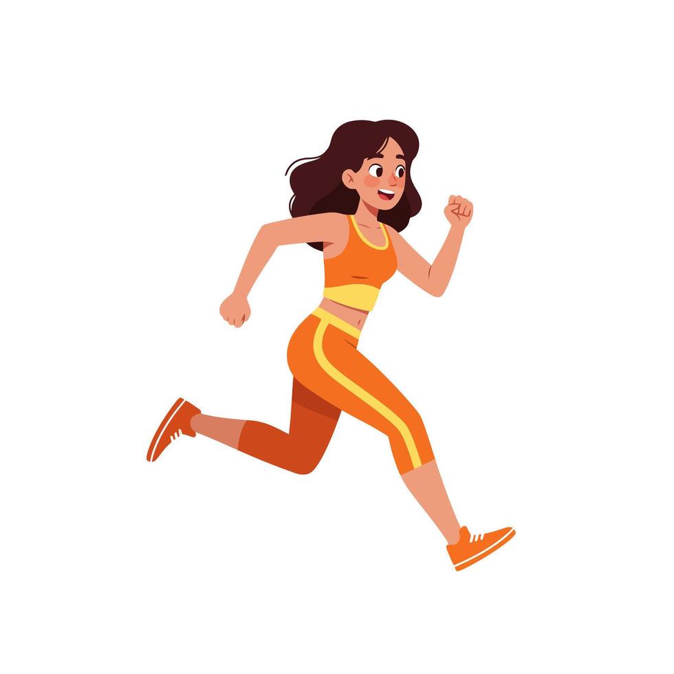 Woman Running in Athletic Wear Isolated on White Background vector