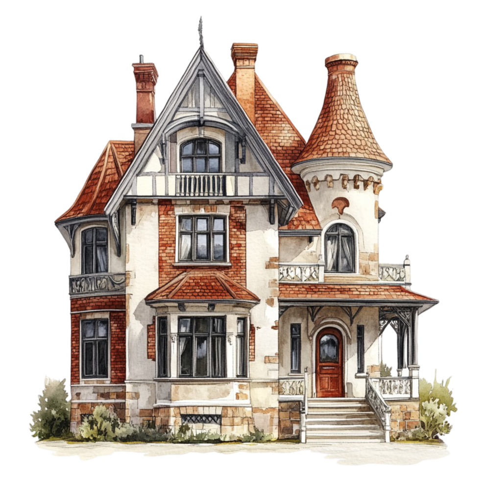 Victorian House on Transparent Background png