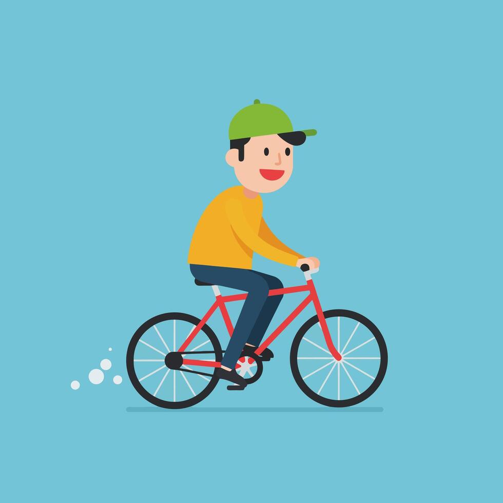 Man Riding Bicycle on Blue Background Leisurely Activity Illustration vector