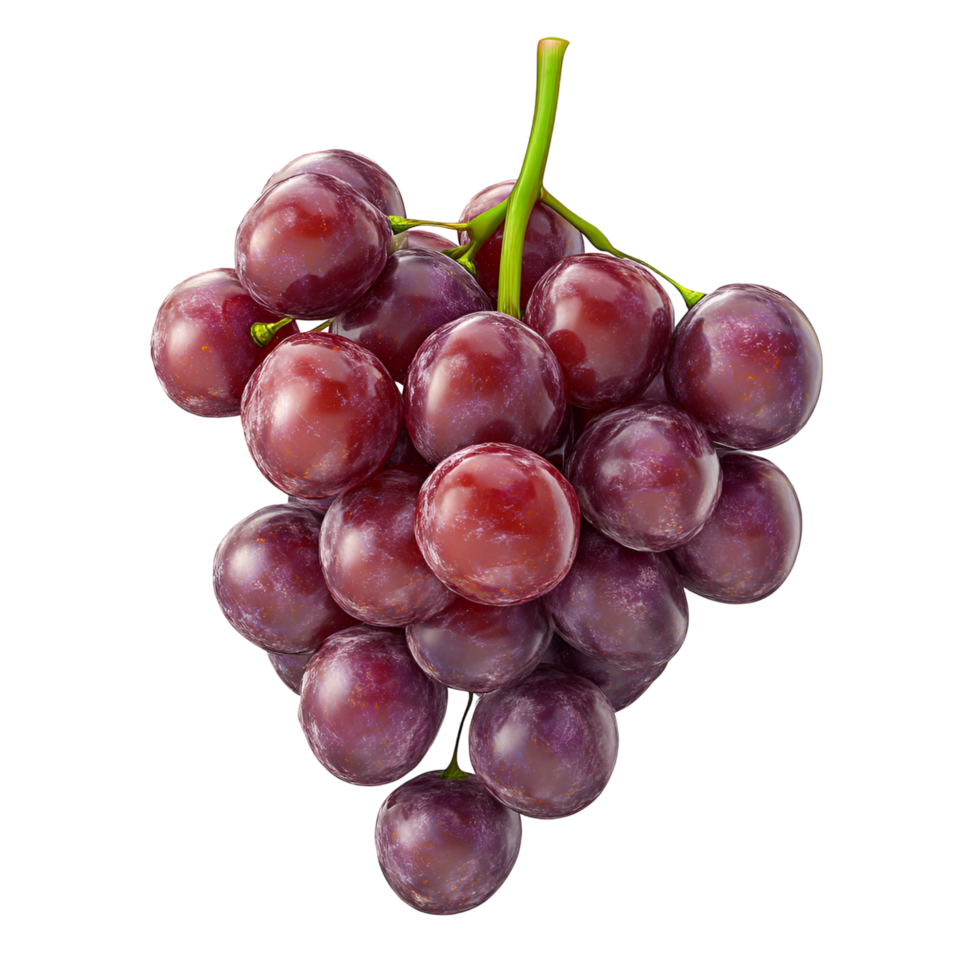 3D Organic Red Grapes With Shadows And Highlights On Transparent Background png