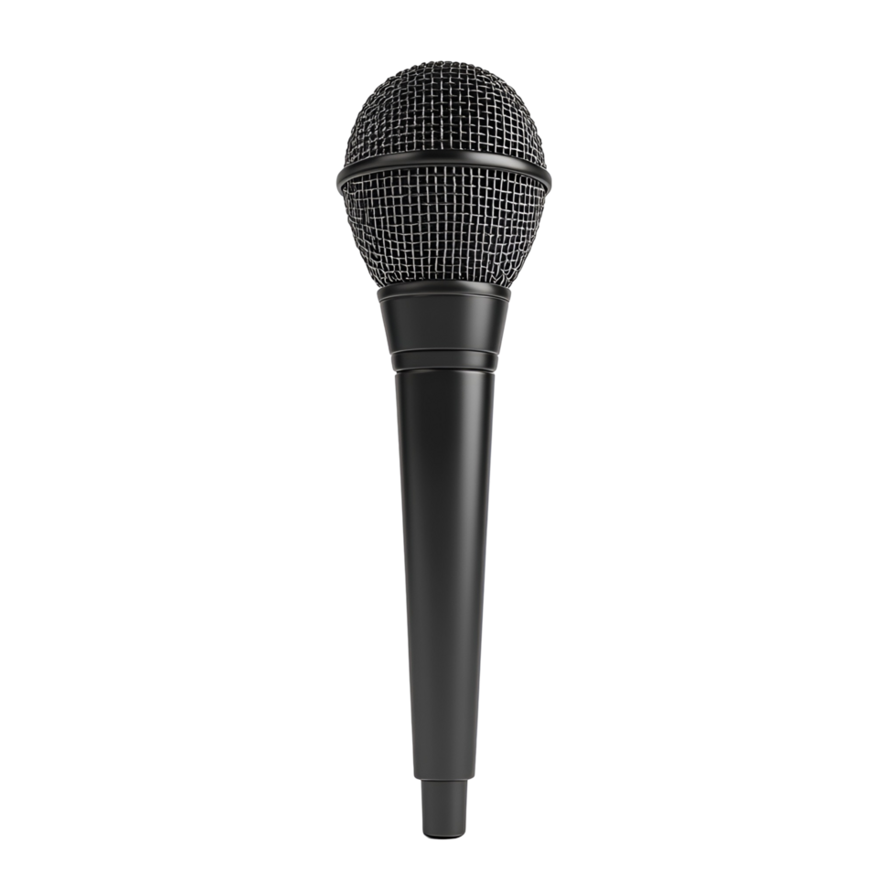 Dynamic Vocal Microphone With Stand On Transparent Background png