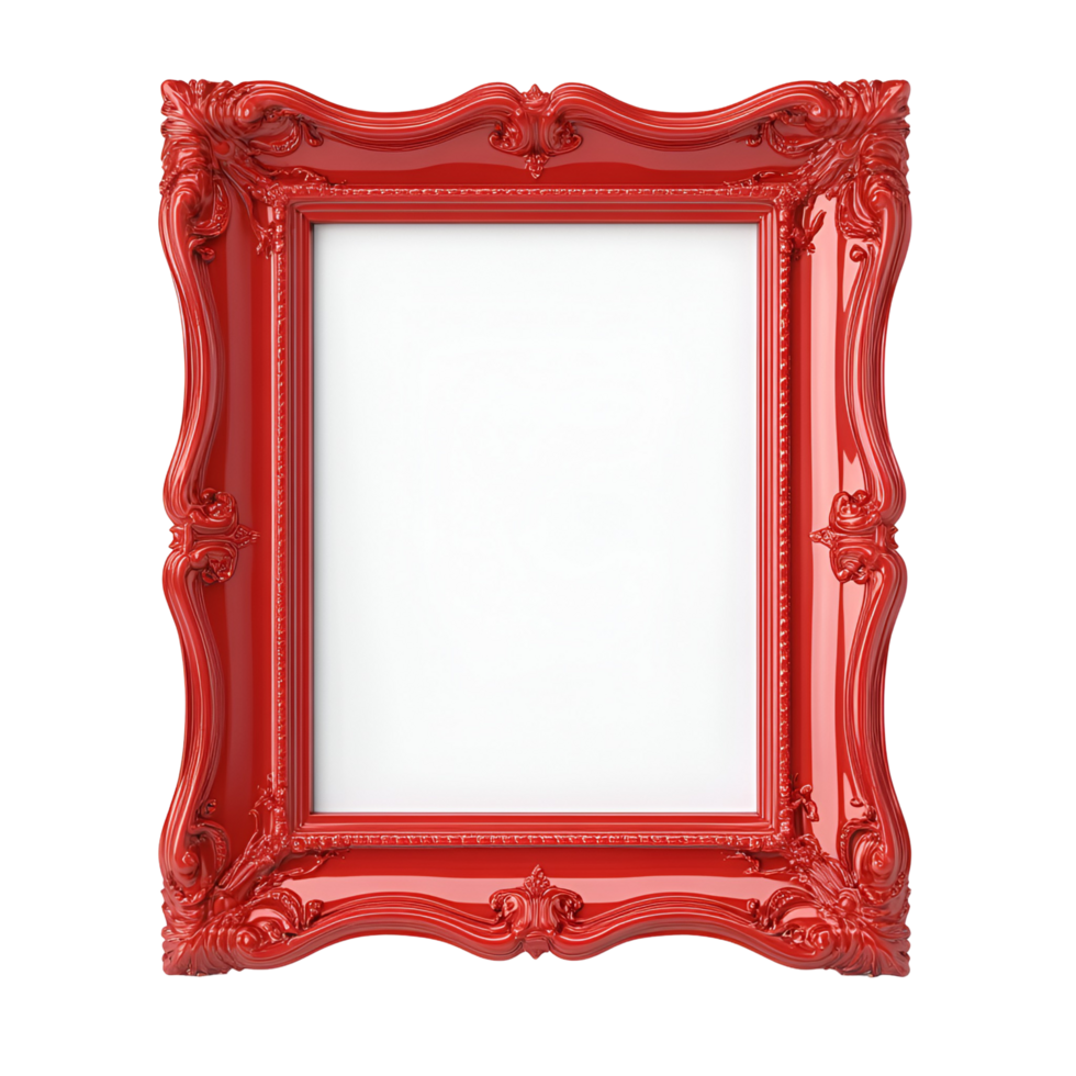 Ornate Red Frame Design On Transparent Background png