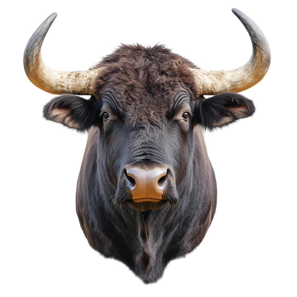 3D Muscular Bull with Fierce Expression on Transparent Background png