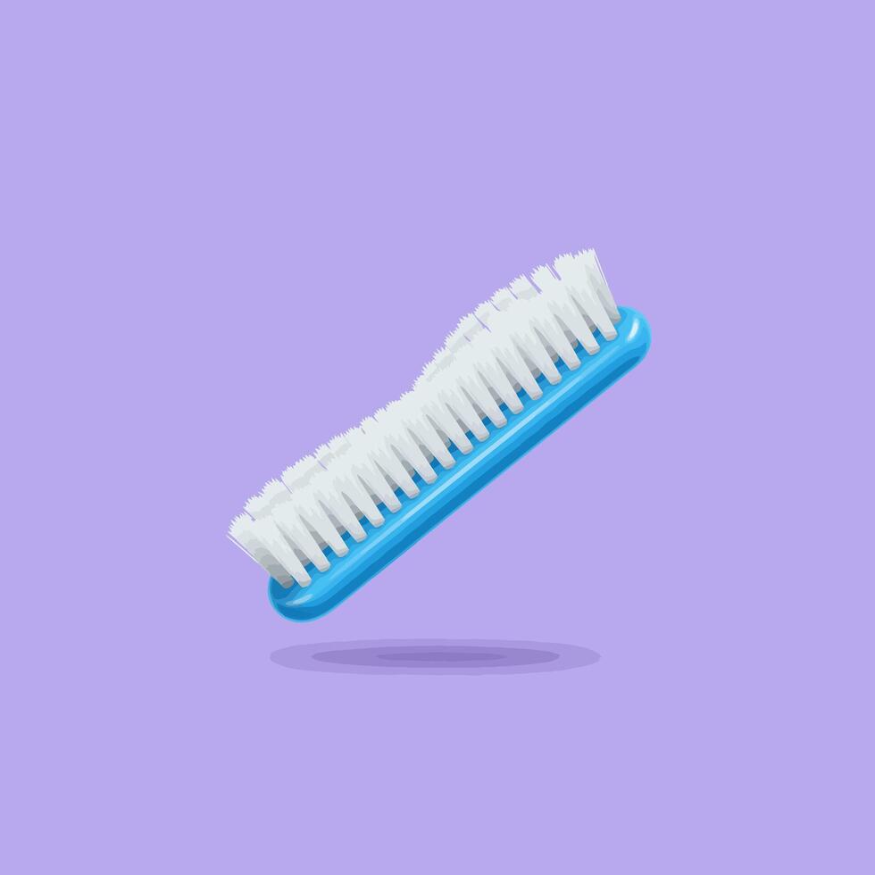 Illustrative Blue Scrub Brush with White Bristles on Light Purple Background vector