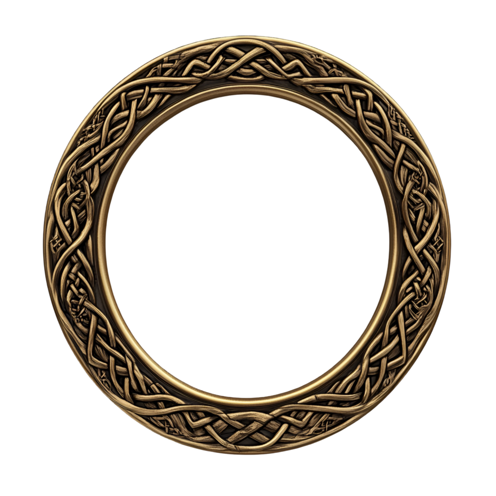 3D Circular Decorative Border In Red And Gold On Transparent Background png