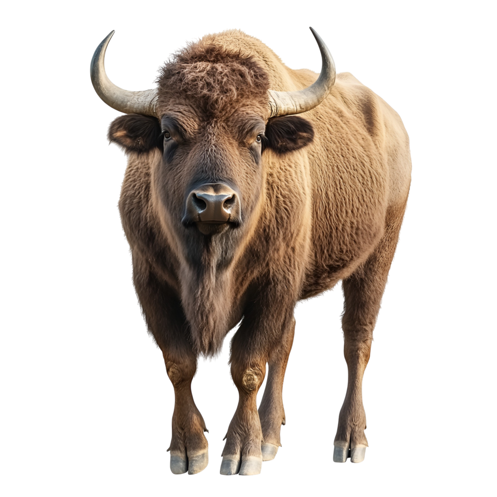 3D Powerful Bull Standing with Sharp Horns on Transparent Background png