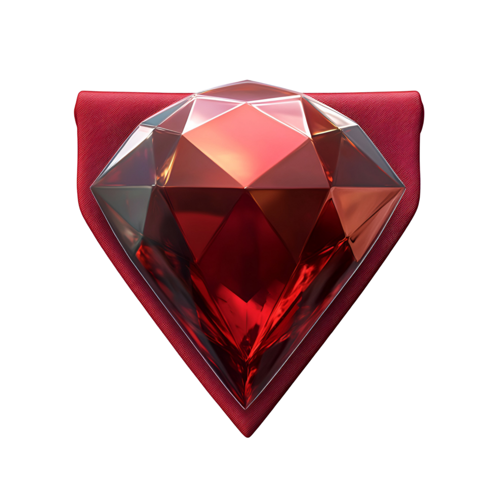 3D Shiny Red Diamond Gemstone on Transparent Background png