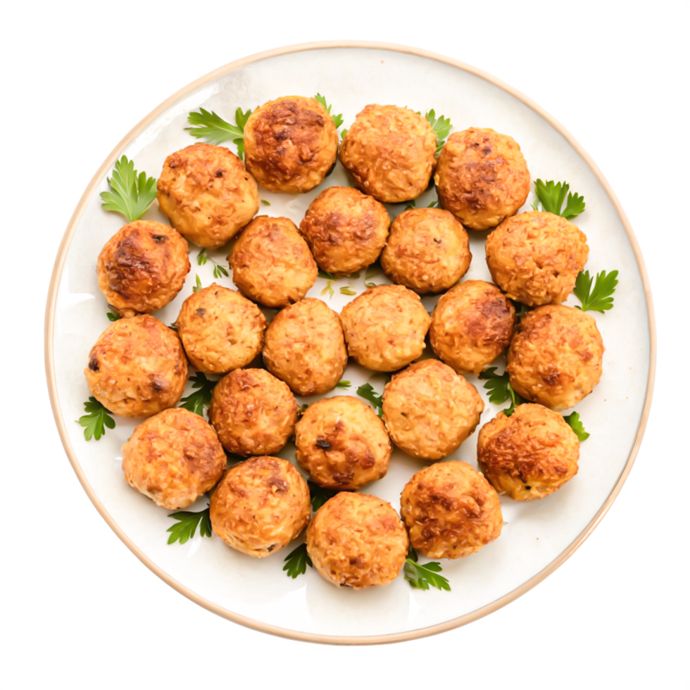 Delicious Golden Brown Meatballs on a Plate Food Photography png