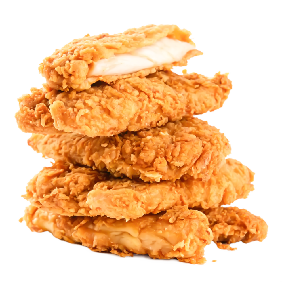Crispy Golden Fried Chicken Breast Fillet Stack Delicious Fast Food png