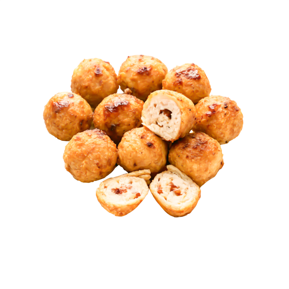 Delicious Golden Brown Chicken Meatballs Appetizing Food Photography png
