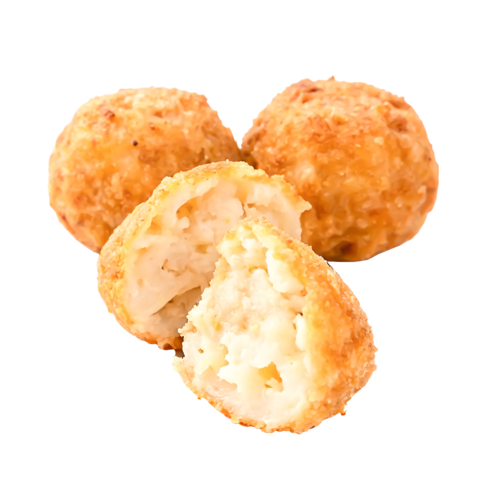Crispy Fried Breaded Balls, Creamy Filling, Golden Brown Texture png