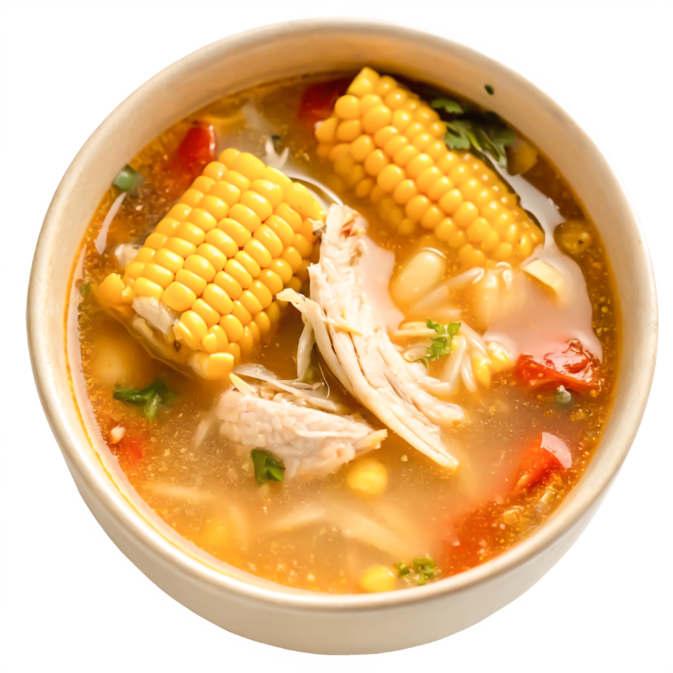 Delicious Chicken and Corn Soup Recipe Warm, Savory Bowl png