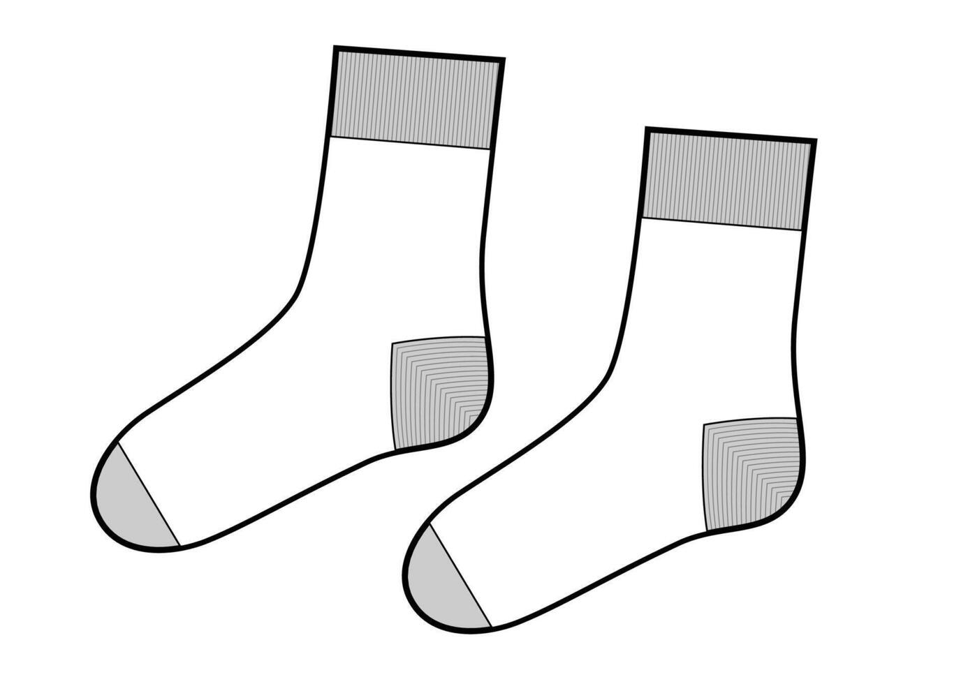 High socks fashion flat sketch template vector