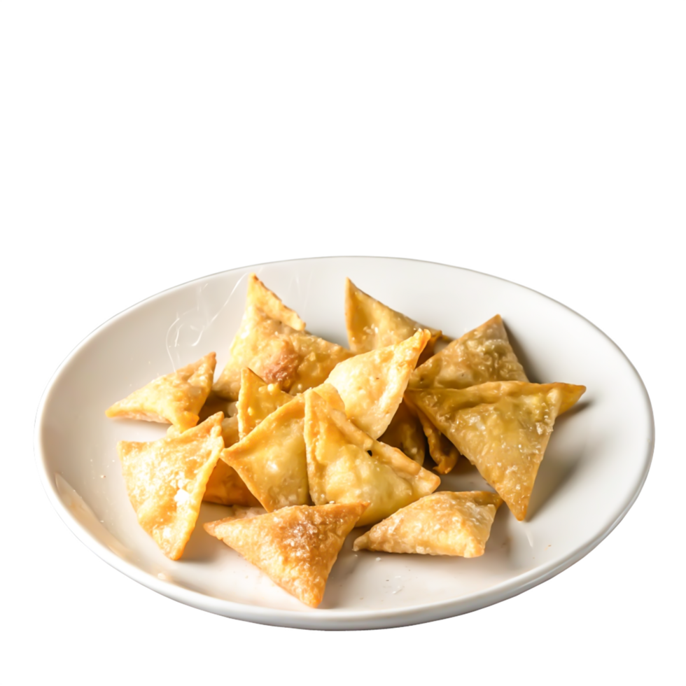 Delicious Crispy Fried Wontons on White Plate, Asian Cuisine Food Photography png
