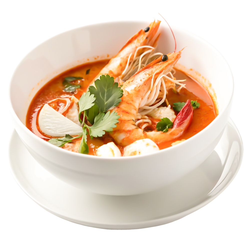 Delicious Tom Yum Soup with Shrimp Thai Cuisine Food Photography png