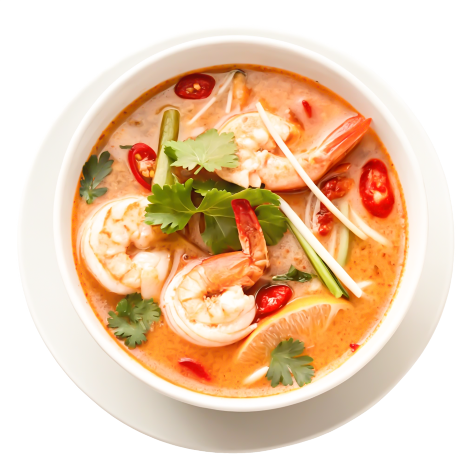 Delicious Tom Yum Goong Soup with Shrimp, Lemongrass, and Chili png