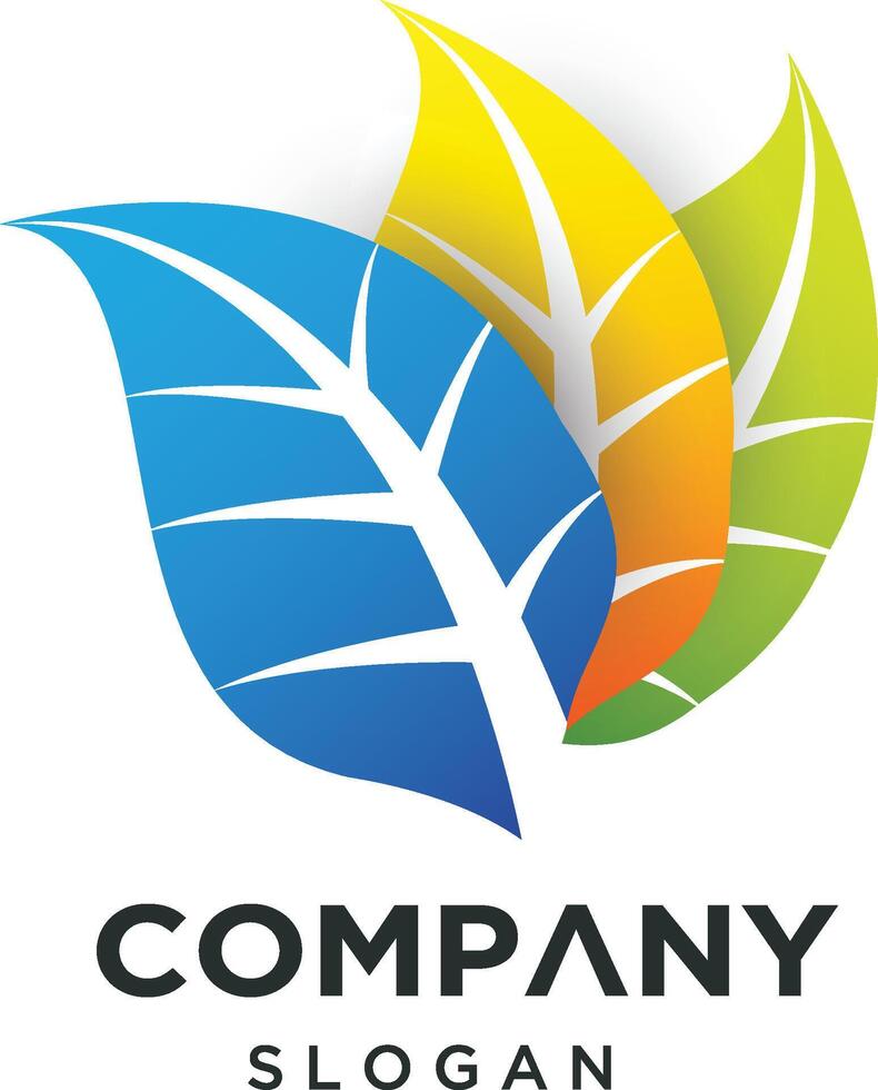 3 leaf company logo design vector