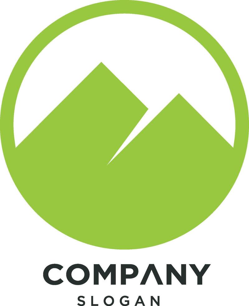 2 mountain green company logo design idea vector