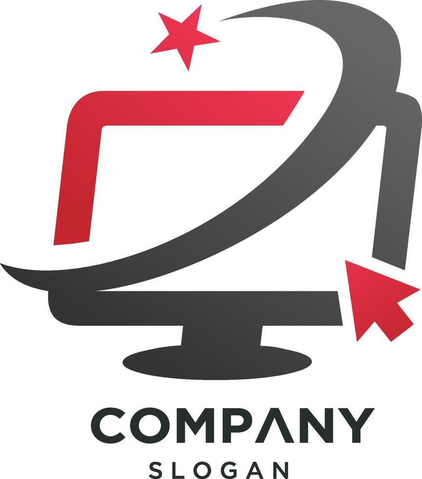 Computer company logo design idea vector