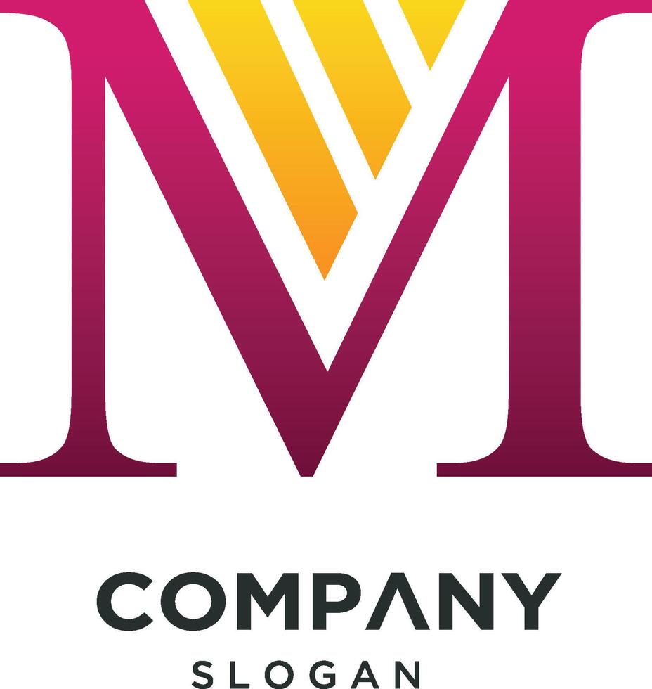 M unique logo for company vector