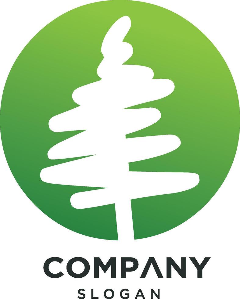 Green Tree company logo design idea vector