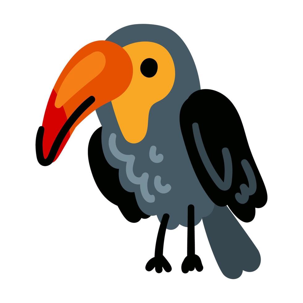 Cartoon happy bird toucan isolated on white background. vector