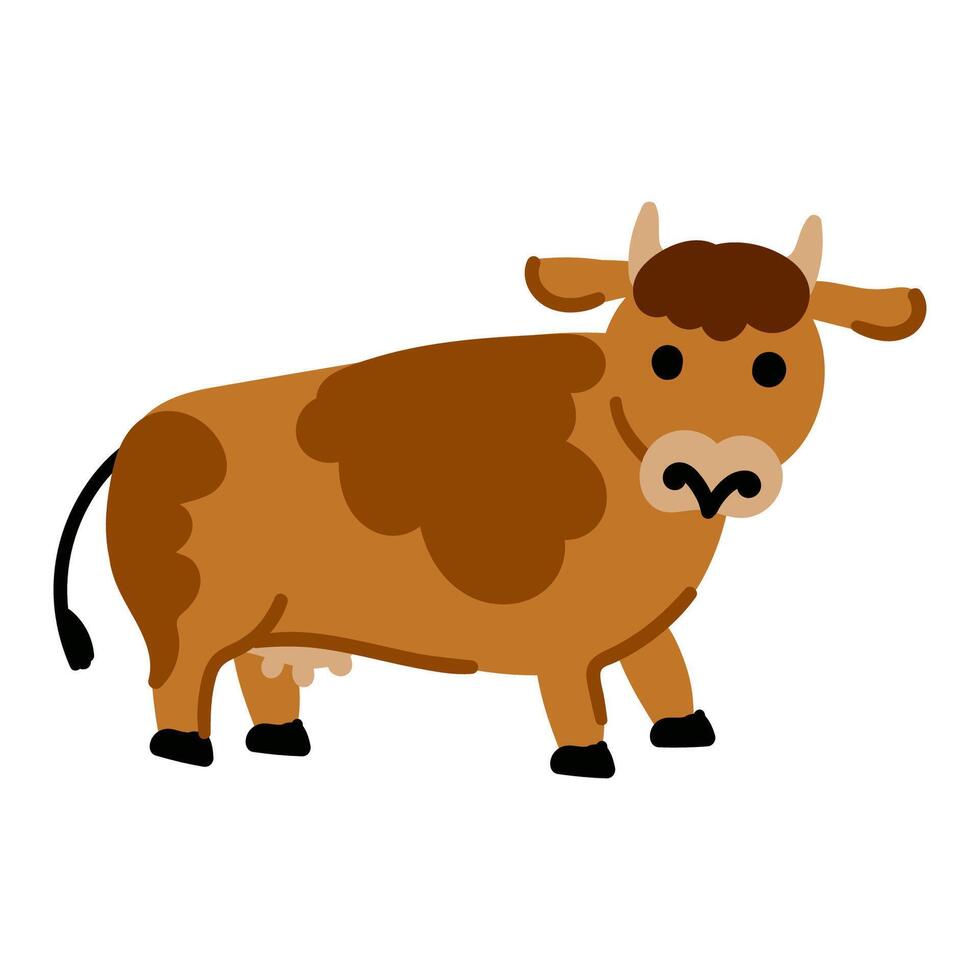 The cow isolated on white background in simple children style. vector