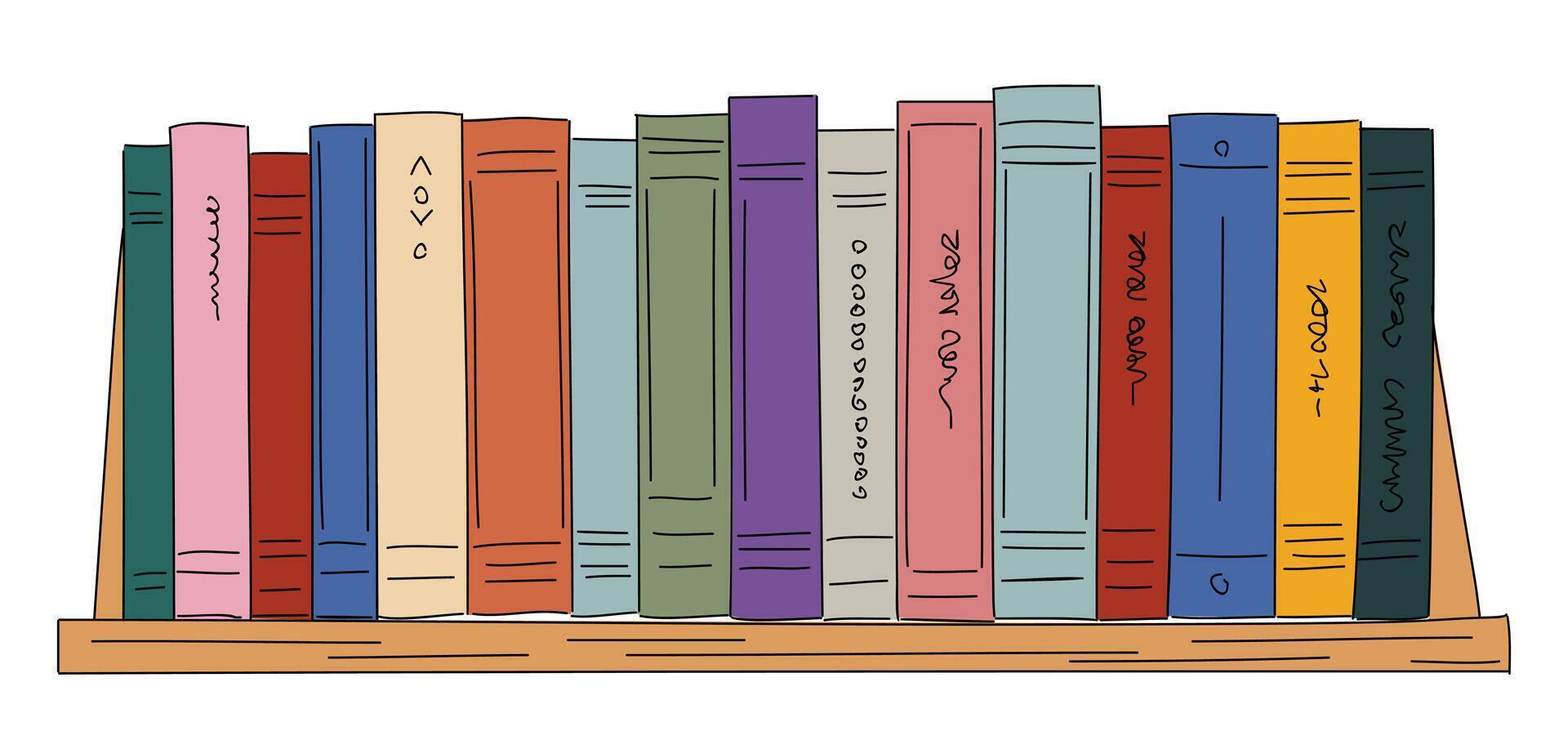 A row of books on a shelf illustration vector