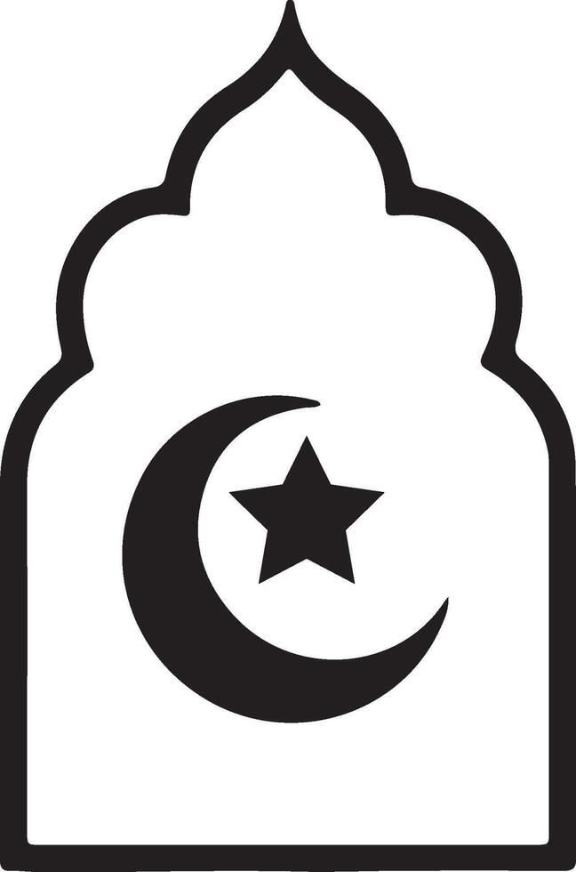 Crescent Moon and Star Islamic Silhouette vector