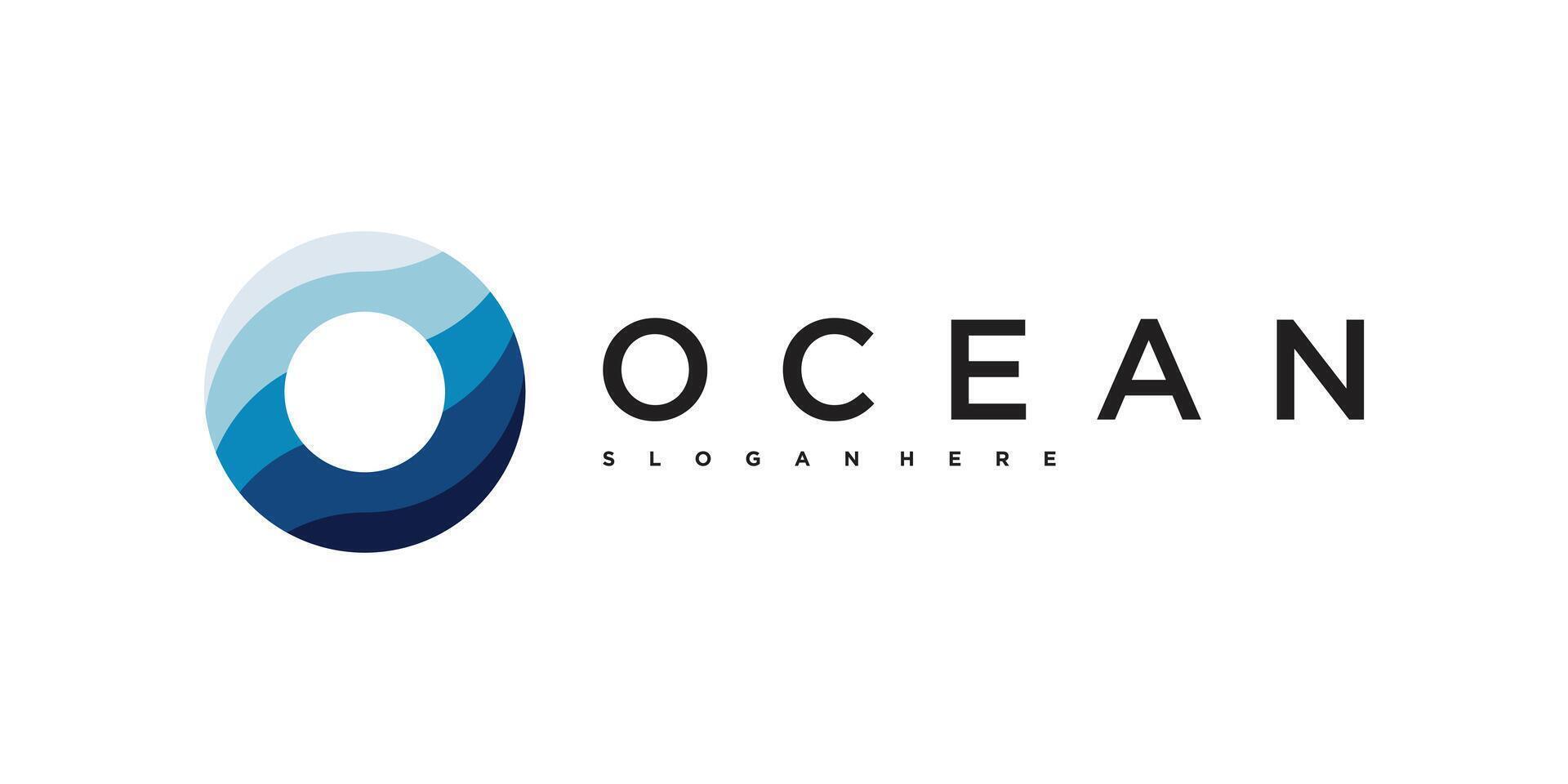 letter o ocean logo design vector