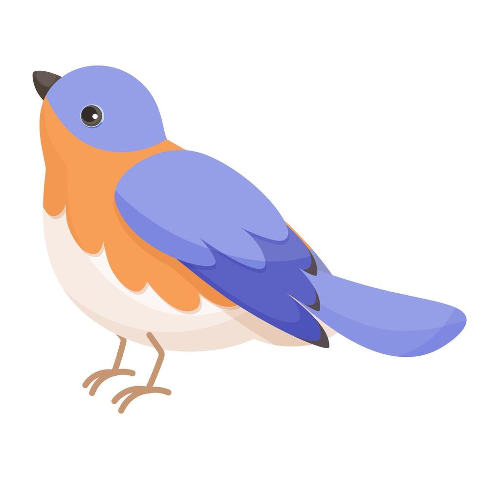 Cute purple bird, red breasted bird, on white background. Flat cartoon character design. Bird icon, budgie, sparrow. illustration isolated on white background. vector