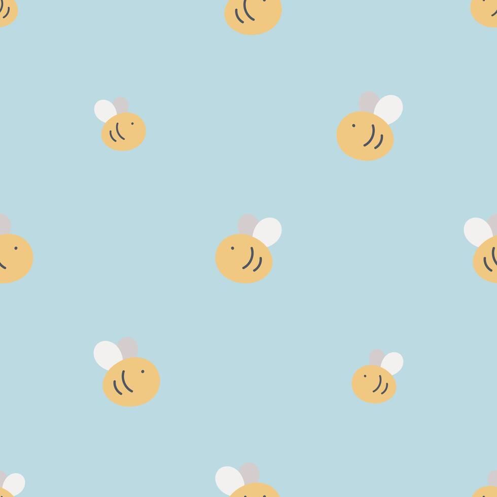 Seamless pattern with cute with bees. Spring background. For card, posters, banners, books, printing on the pack, clothes, fabric, wallpaper, textile or dishes vector
