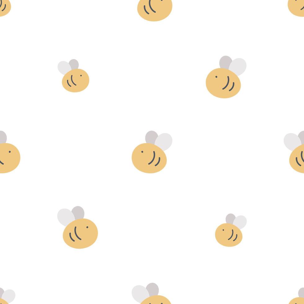 Seamless pattern with cute with bees. Spring background. For card, posters, banners, books, printing on the pack, clothes, fabric, wallpaper, textile or dishes. vector