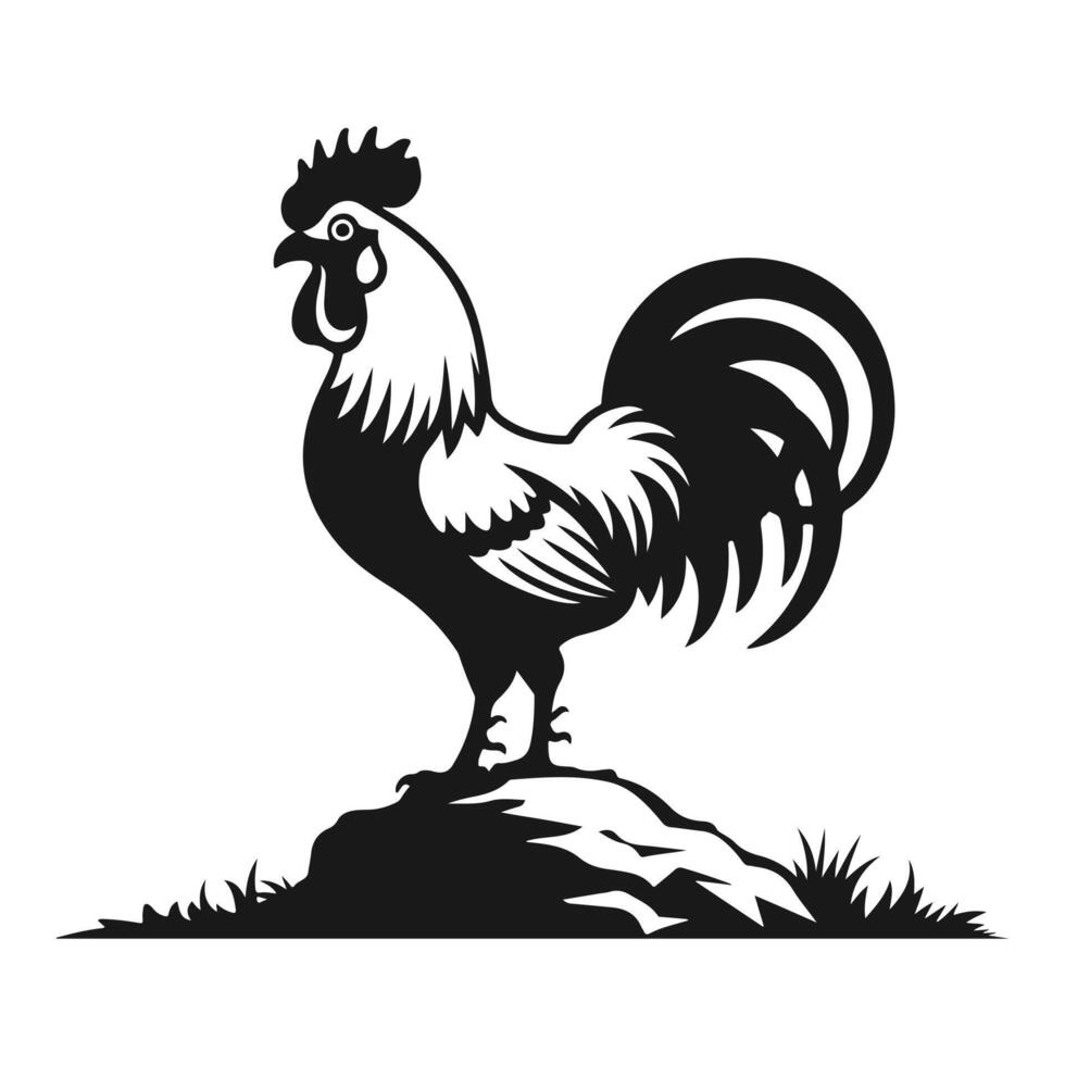 A striking rooster silhouette standing tall, symbolizing confidence and strength vector
