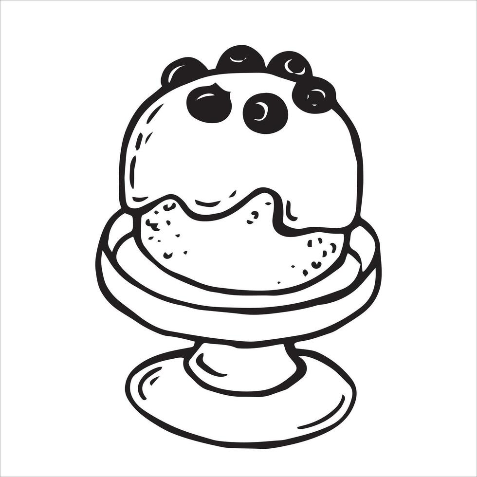 illustration in doodle style. homemade berry pie. vintage sketch vector