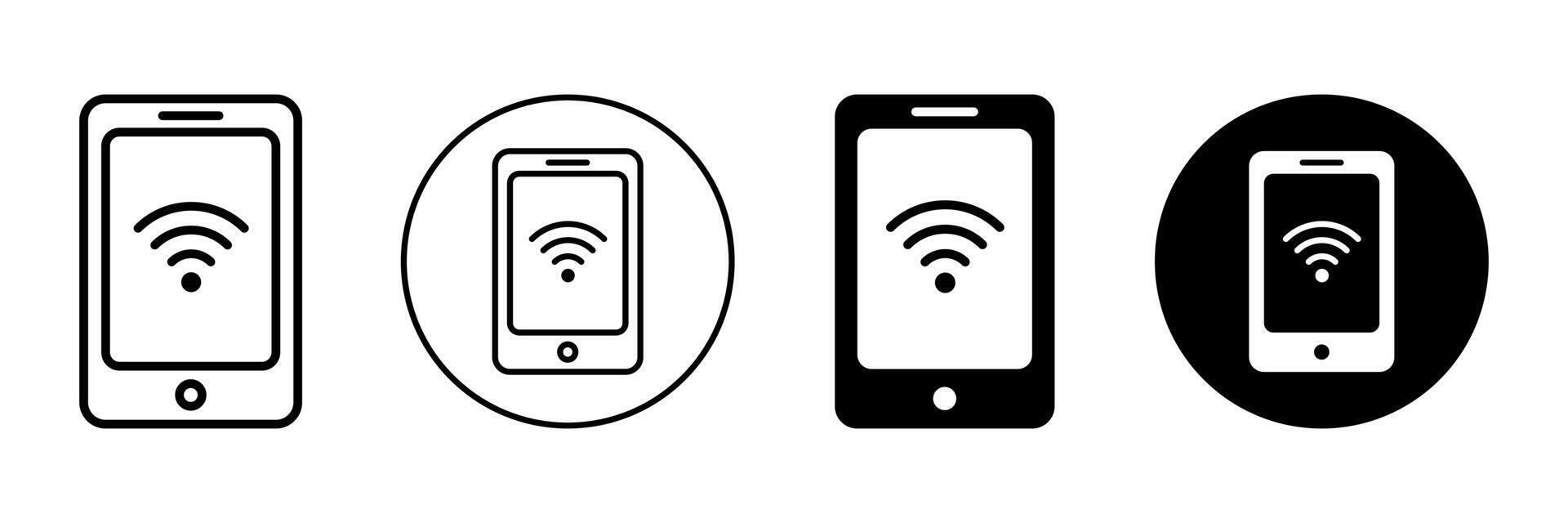 Black and White Smartphone WiFi Icons vector