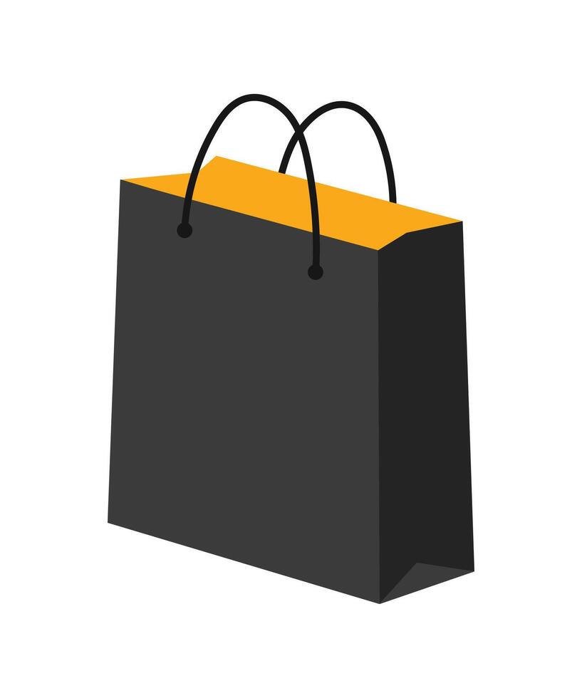 Black Shopping Bag with Yellow Interior Illustration. vector