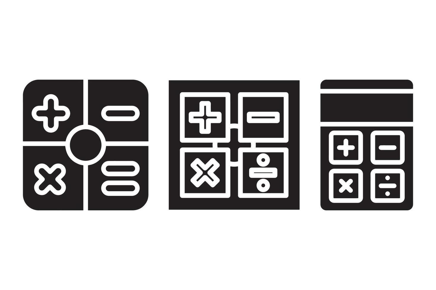 Mathematics Symbols and Calculator Icons Set. vector