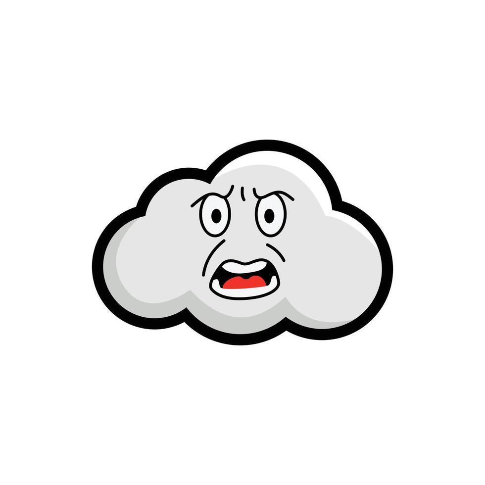 A cartoon cloud with an angry face vector