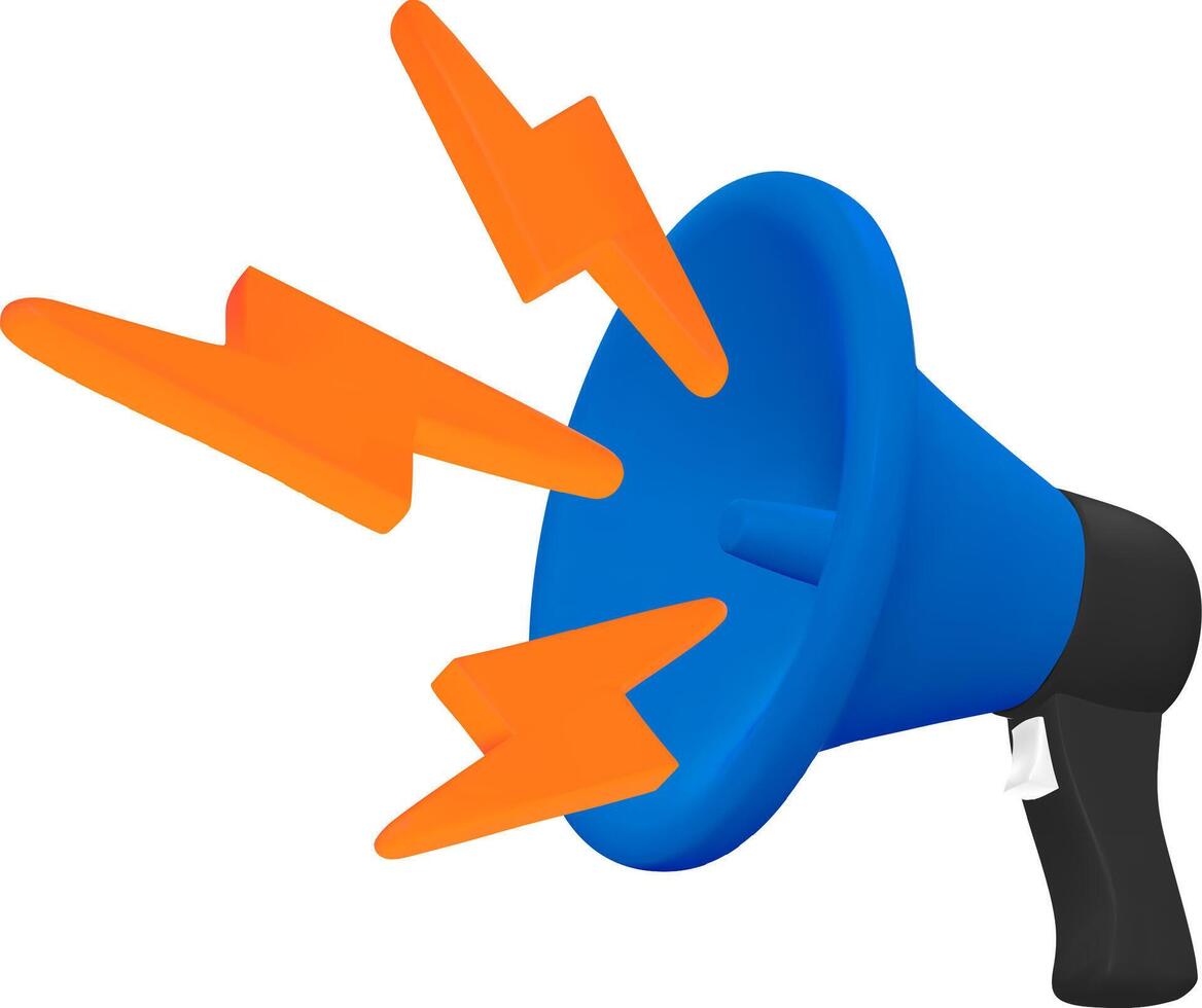 Realistic 3d megaphone, loudspeaker vector