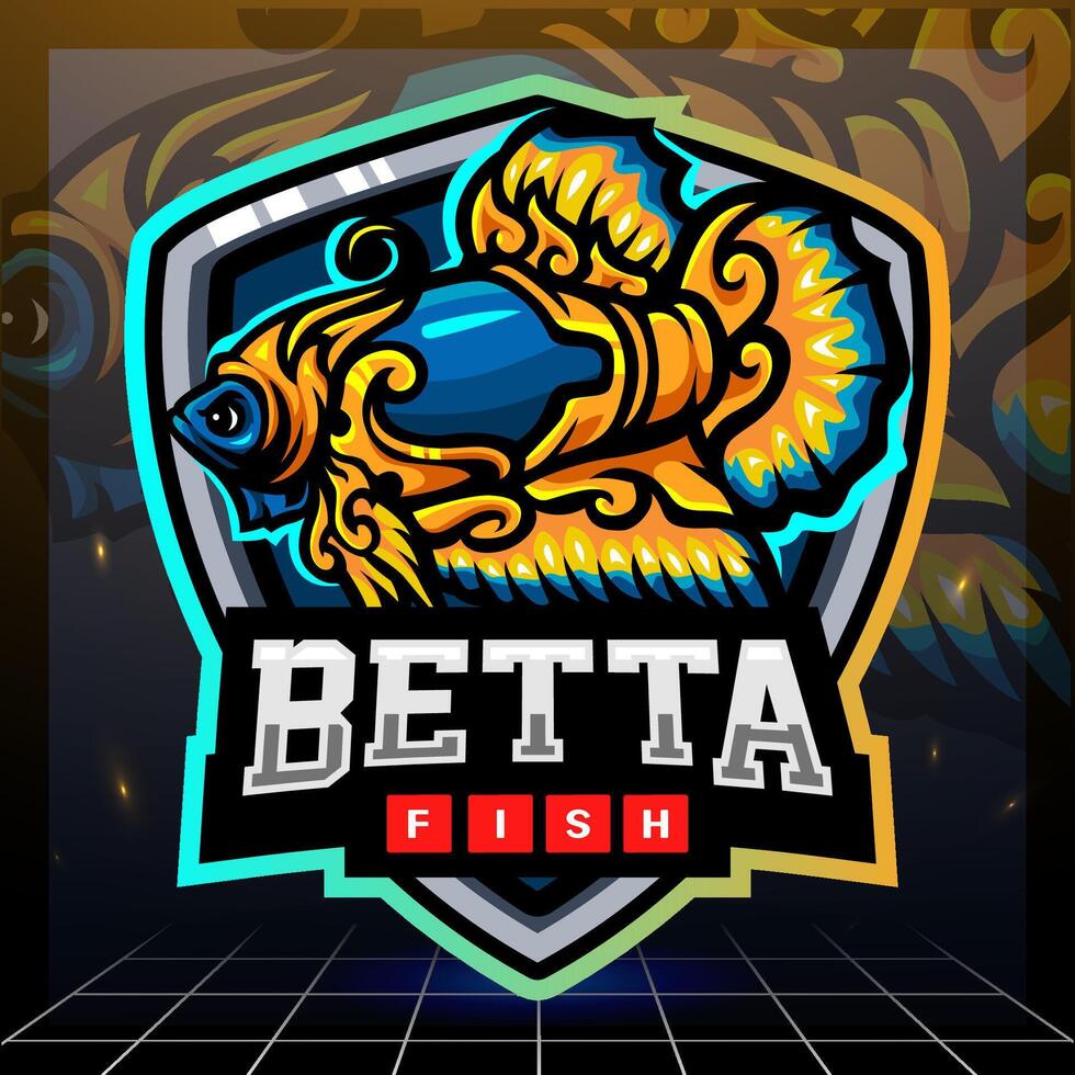 Java Betta fish mascot esport logo design vector
