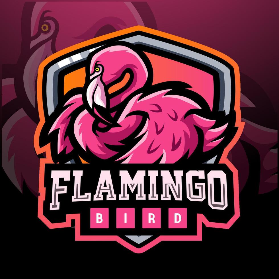 Flamingo bird mascot esport logo design vector