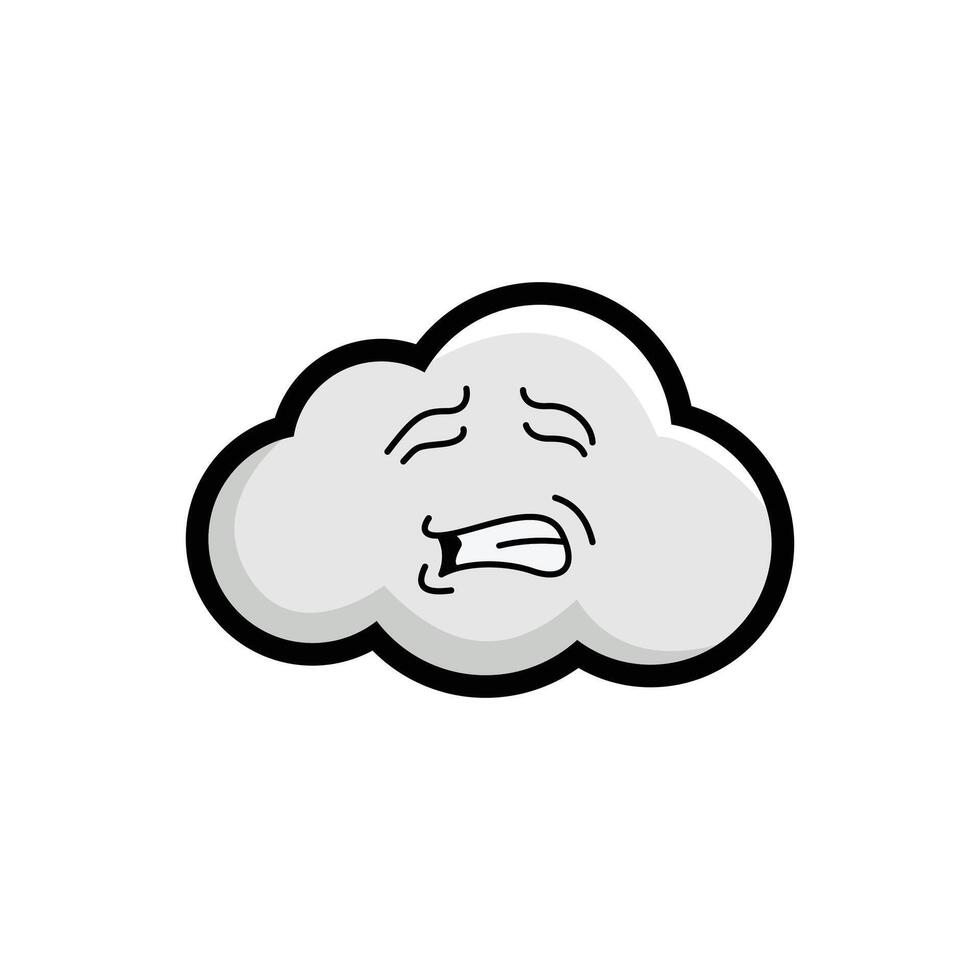 A cartoon cloud with a sad face vector